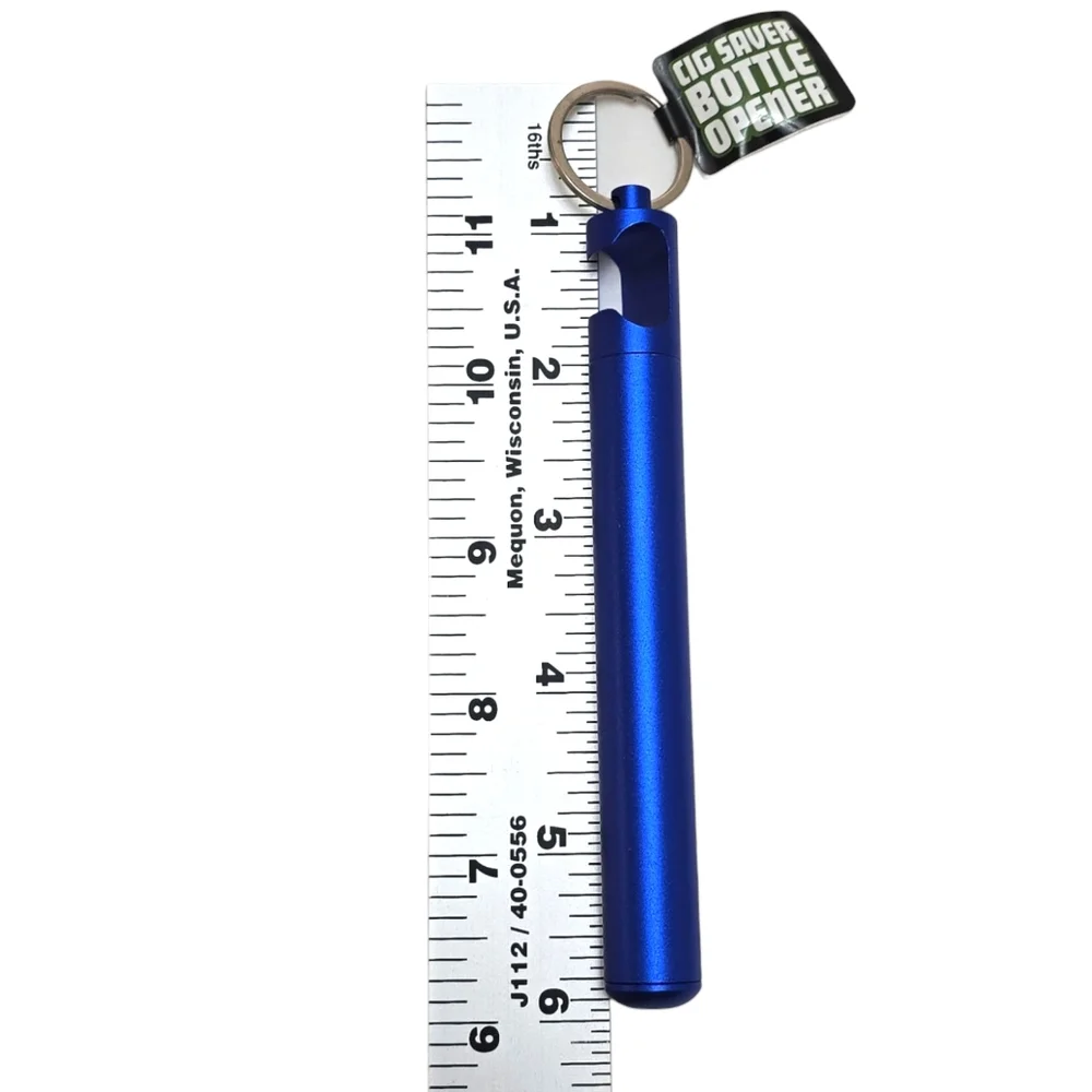 NWT Smokezilla Storage Tube Container Keychain with Bottle Opener Metallic Blue